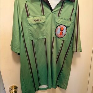 Green Striped Men's Bowling Shirt